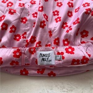 Princess Polly Pink and Red Flower Skirt